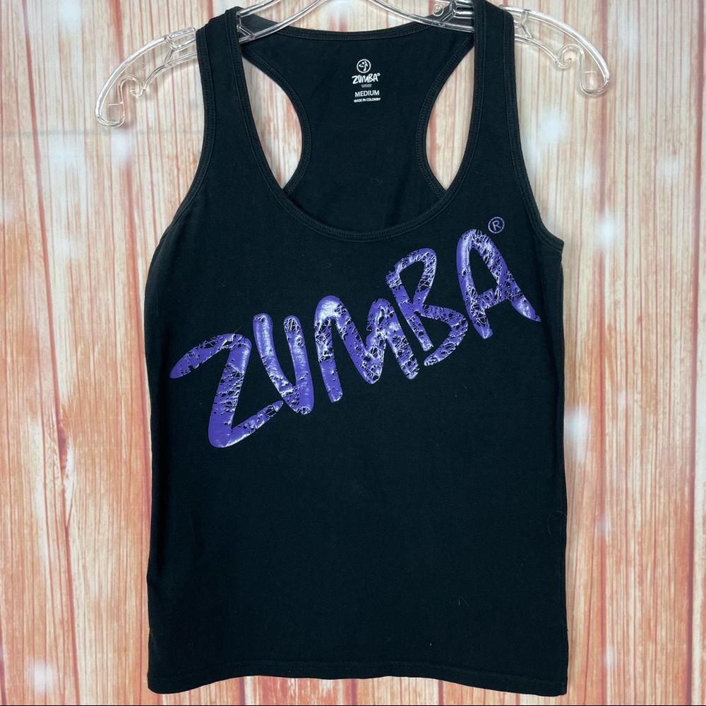 Zumba Black and Purple Racerback Tank Top (M)